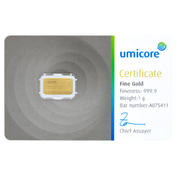 1 g Goldbarren Umicore-Zertifiziert