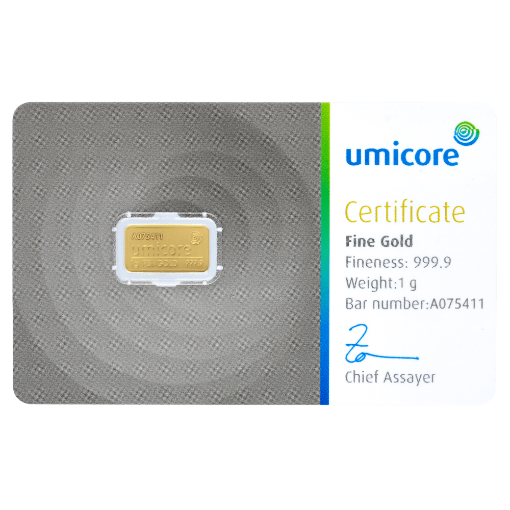 1 g Goldbarren Umicore-Zertifiziert