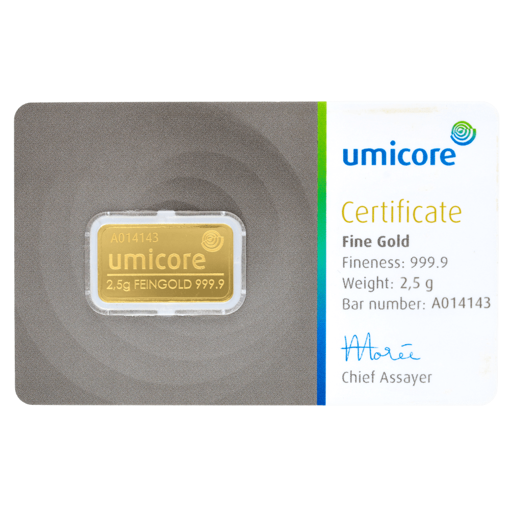 2,5 g Goldbarren Umicore-Zertifiziert