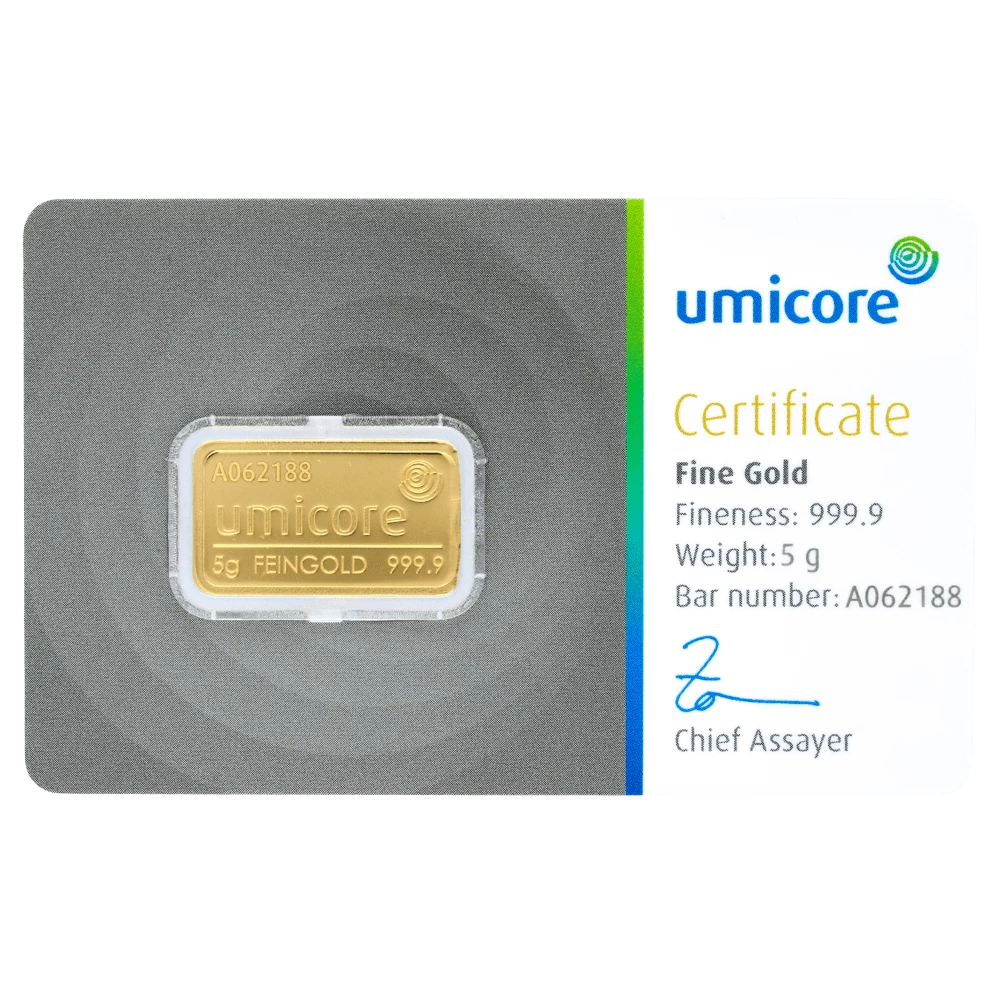 Kaufen Sie einen 5 g Goldbarren mit Zertifikat bei Goldwechselhaus