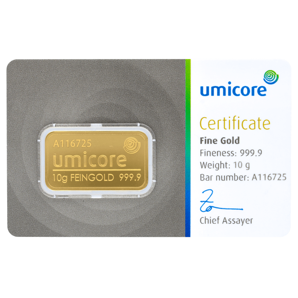 10 g Goldbarren Umicore-Zertifiziert