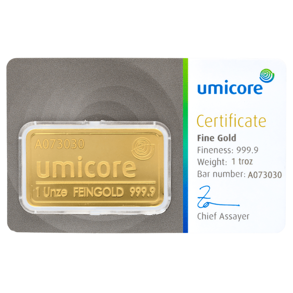 1 oz Goldbarren Umicore-Zertifiziert