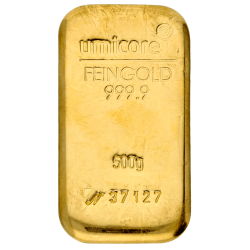 Kaufen Sie einen 500 g Goldbarren mit Zertifikat bei Goldwechselhaus