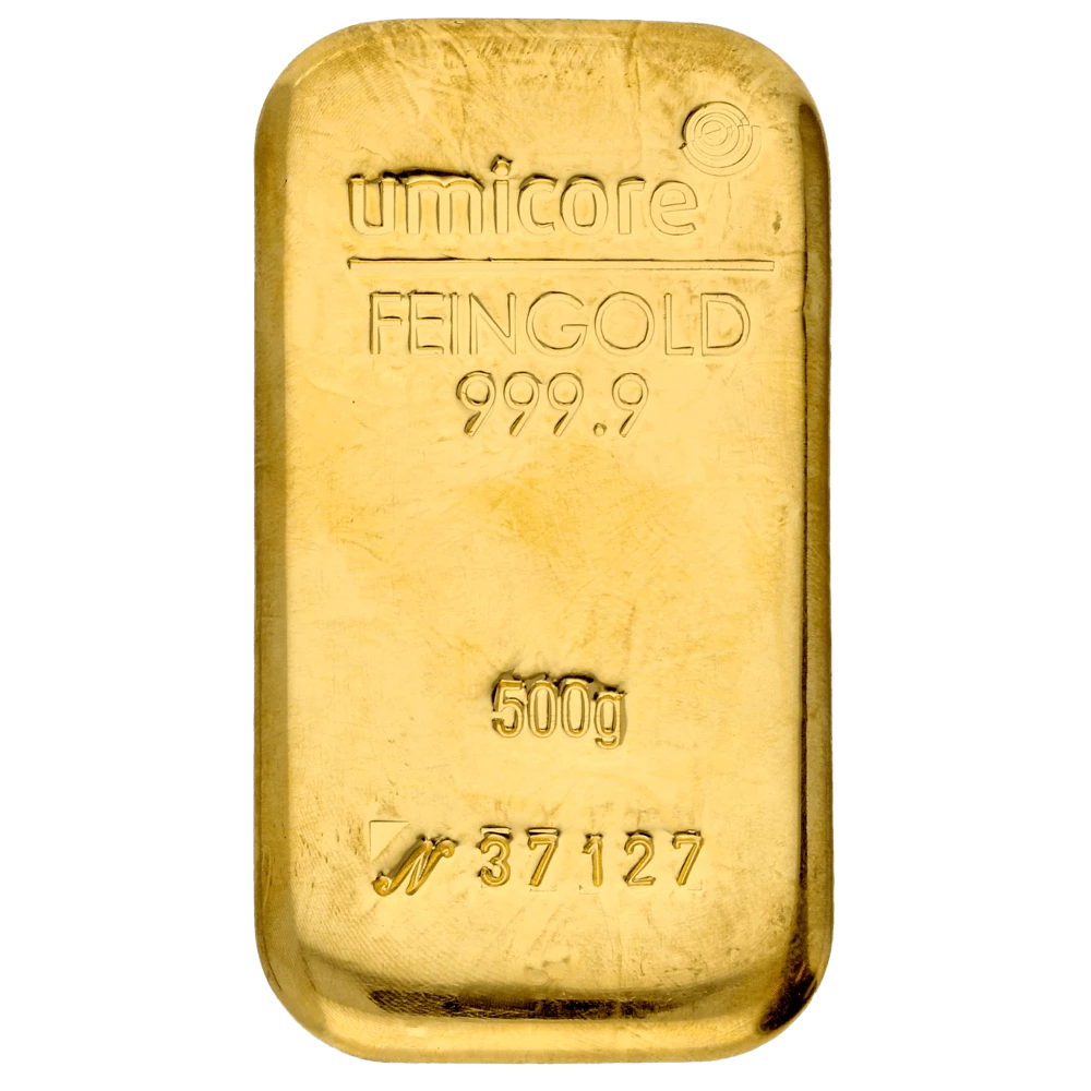 Kaufen Sie einen 500 g Goldbarren mit Zertifikat bei Goldwechselhaus
