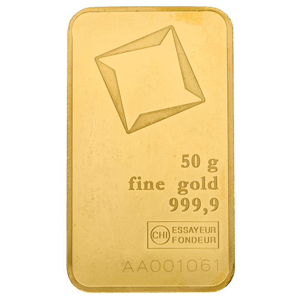50 g Goldbarren, verschiedene Hersteller