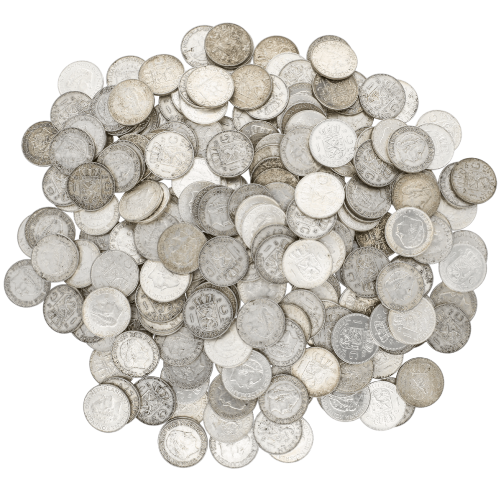 5 kg niederländische Silbermünzen, gemischt