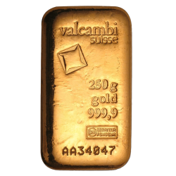 Kaufen Sie einen 250 g Goldbarren mit Zertifikat bei Goldwechselhaus