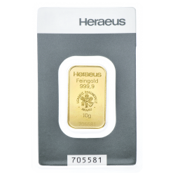 10 g Goldbarren Heraeus-Zertifiziert