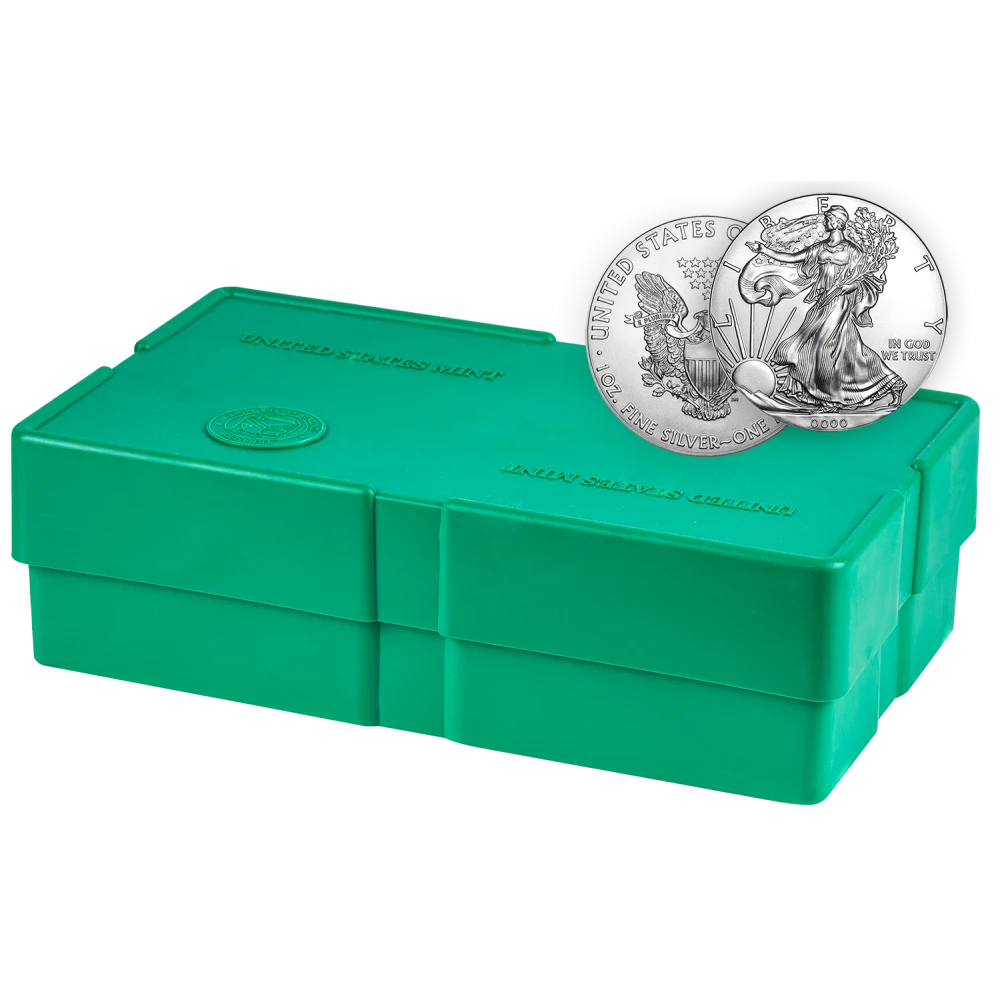 Kaufen Sie die Masterbox 500 x 1 oz American Eagle Silbermünzen