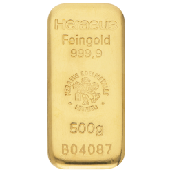 Kaufen Sie einen 500 g Goldbarren mit Zertifikat bei Goldwechselhaus