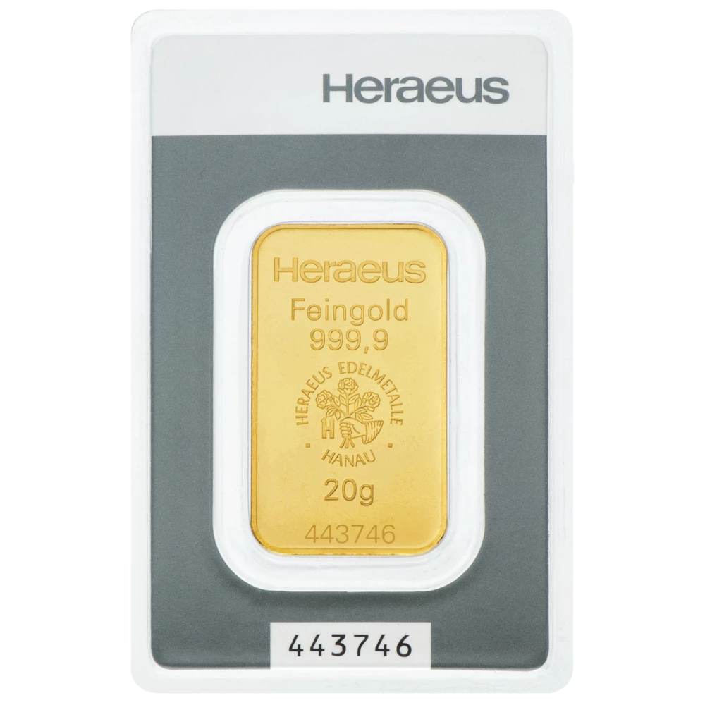 Kaufen Sie einen 20 g Goldbarren mit Zertifikat bei Goldwechselhaus