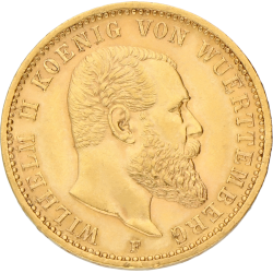Kaufen Sie die 20 Mark Württemberg Goldmünze bei Goldwechselhaus