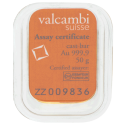 Kaufen Sie einen 50 g Valcambi Goldbarren mit Zertifikat bei Goldwechselhaus