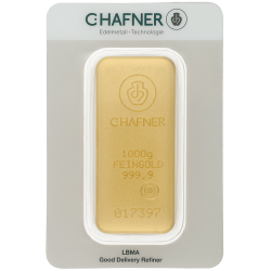 Kaufen Sie einen zertifizierten 1000-Gramm-Goldbarren von C. Hafner bei Goldwechselhaus