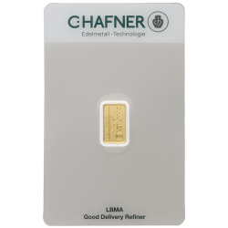 Kaufen Sie einen zertifizierten 1-Gramm-Goldbarren von C. Hafner bei Goldwechselhaus