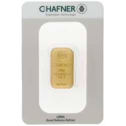 Kaufen Sie einen zertifizierten 250-Gramm-Goldbarren von C. Hafner bei Goldwechselhaus