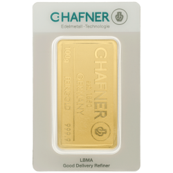 Kaufen Sie einen zertifizierten 100-Gramm-Goldbarren von C. Hafner bei Goldwechselhaus